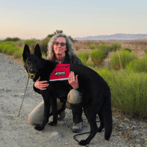 Alice Whitelaw and her dog, "Rue"